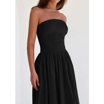 PRETTYGARDEN Summer Strapless Midi Dress for Women