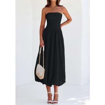 PRETTYGARDEN Summer Strapless Midi Dress for Women