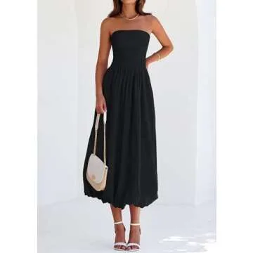 PRETTYGARDEN Summer Strapless Midi Dress for Women