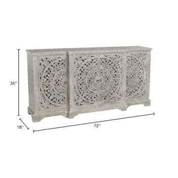 Kosas Home Aurora 4-Door Transitional Mango Wood Sideboard in Gray