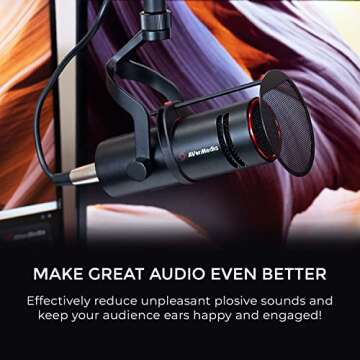 AVerMedia Live Streamer POP Filter - BA310, Microphone pop Filter, Professional Audio Capture for Live Stream, podcasting and vlogging, Exclusively for Live Streamer MIC AM330, AM350