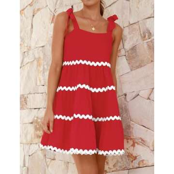 ZESICA Women's Summer Swing Mini Dress Casual Spaghetti Straps Sleeveless Smocked Backless Flowy A L...