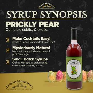 Liquid Alchemist Prickly Pear Syrup for Cocktails - Real Ingredients Make our Prickly Pear Puree a Perfect Prickly Pear Margarita Mix - Vegan Prickly Pear Mixer - Non-GMO Desert Pear Syrup (12 oz)