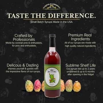 Liquid Alchemist Prickly Pear Syrup for Cocktails - Real Ingredients Make our Prickly Pear Puree a Perfect Prickly Pear Margarita Mix - Vegan Prickly Pear Mixer - Non-GMO Desert Pear Syrup (12 oz)
