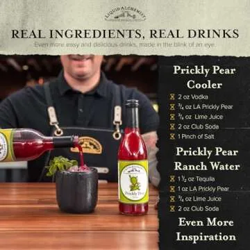Liquid Alchemist Prickly Pear Syrup for Cocktails - Real Ingredients Make our Prickly Pear Puree a Perfect Prickly Pear Margarita Mix - Vegan Prickly Pear Mixer - Non-GMO Desert Pear Syrup (12 oz)