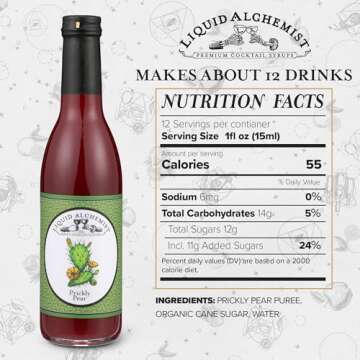 Liquid Alchemist Prickly Pear Syrup for Cocktails - Real Ingredients Make our Prickly Pear Puree a Perfect Prickly Pear Margarita Mix - Vegan Prickly Pear Mixer - Non-GMO Desert Pear Syrup (12 oz)