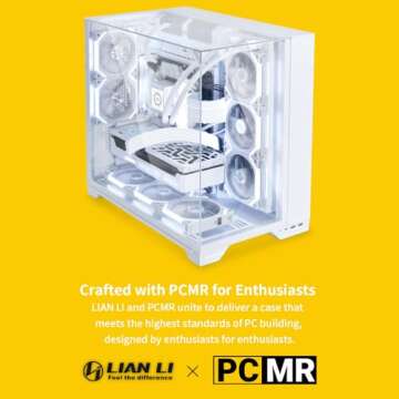 Lian Li O11 Vision -Three Sided Tempered Glass Panels - Dual-Chamber ATX Mid Tower - Up to 2 x 360mm Radiators - Removable Motherboard Tray for PC Building - Up to 455mm Large GPUs (O11VW.US)