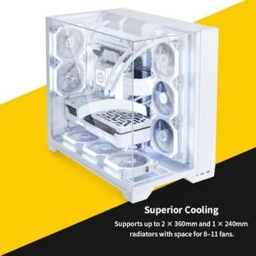 Lian Li O11 Vision -Three Sided Tempered Glass Panels - Dual-Chamber ATX Mid Tower - Up to 2 x 360mm Radiators - Removable Motherboard Tray for PC Building - Up to 455mm Large GPUs (O11VW.US)