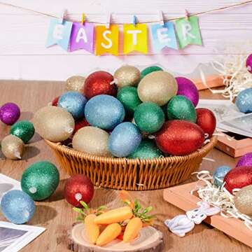 Easter Hanging Eggs, Multicolored Plastic Easter Tree Ornaments, Easter Tree Decorations for Kids School Home Office Party Supplies Gifts