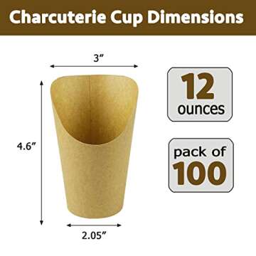 CAMKYDE 100 Pcs French Fries Holder, 12oz Disposable Paper French Fry Cups Charcuterie Cups for all ...