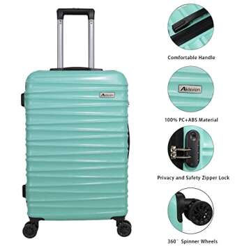 Aklsvion Luggage Sets 3 Piece(20/24/28)-Suitcase Set- Luggage with Wheels-PC + ABS Durable Lightweig...