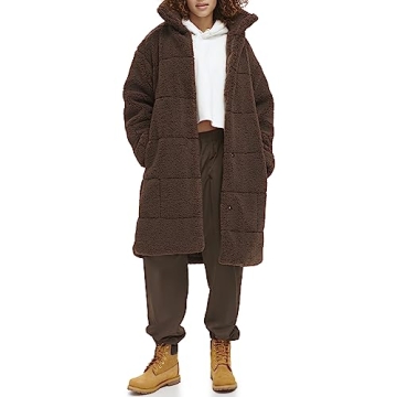 Levi's Women's Long Sherpa Teddy Coat Warm Stylish Quilted