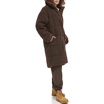Levi's Women's Long Sherpa Teddy Coat Warm Stylish Quilted