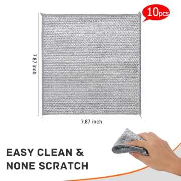 VTMCUI 10 pcs Multipurpose Wire Dishwashing Rag for Wet and Dry Dish, Multifunctional Non-Scratch Scrubbing Pads Kitchen Cleaning Cloths