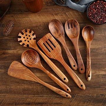 NAYAHOSE Wooden Cooking Utensils Set for Non-Stick Pan