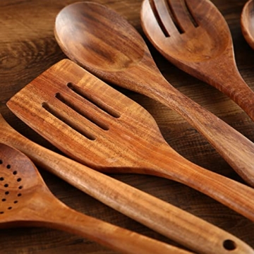 NAYAHOSE Wooden Cooking Utensils Set for Non-Stick Pan