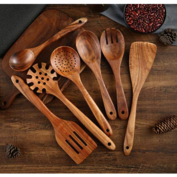 NAYAHOSE Wooden Cooking Utensils Set for Non-Stick Pan