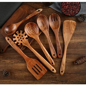 NAYAHOSE Wooden Cooking Utensils Set for Non-Stick Pan