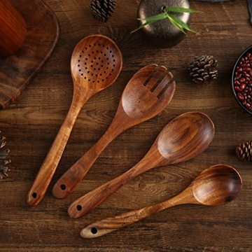 NAYAHOSE Wooden Cooking Utensils Set for Non-Stick Pan