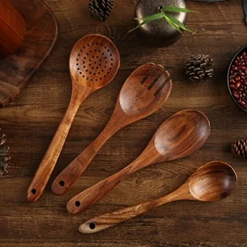 NAYAHOSE Wooden Cooking Utensils Set for Non-Stick Pan