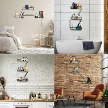 SweetSage Fire Escape Wall Shelf - New York Decorative Ladder Shelf, Wall Art Floating Shelf Black Metal Shelves for Bedroom, Home Office Storage and Display (3-Tier)