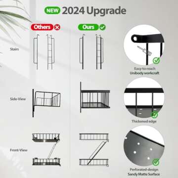 SweetSage Fire Escape Wall Shelf - New York Decorative Ladder Shelf, Wall Art Floating Shelf Black Metal Shelves for Bedroom, Home Office Storage and Display (3-Tier)