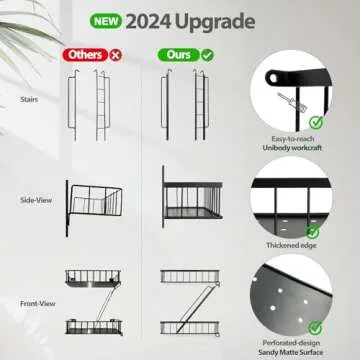 SweetSage Fire Escape Wall Shelf - New York Decorative Ladder Shelf, Wall Art Floating Shelf Black Metal Shelves for Bedroom, Home Office Storage and Display (3-Tier)