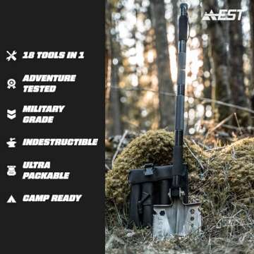 EST Gear Survival Shovel - 18-in-1 Camping Essential