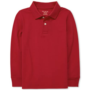 The Children's Place Classic Red Long Sleeve Polo Shirt for Boys, X-Small