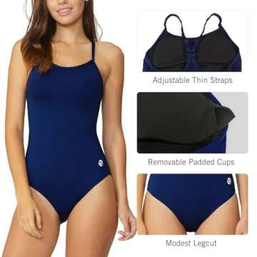 BALEAF Women's Adjustable Strap One Piece Swimsuit - Navy 36