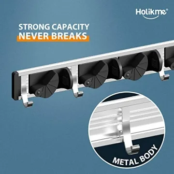 Holikme Mop Broom Holder Wall Mount - Space Saver