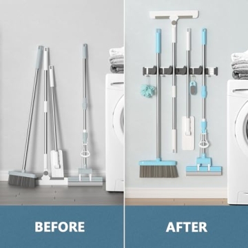 Holikme Mop Broom Holder Wall Mount - Space Saver