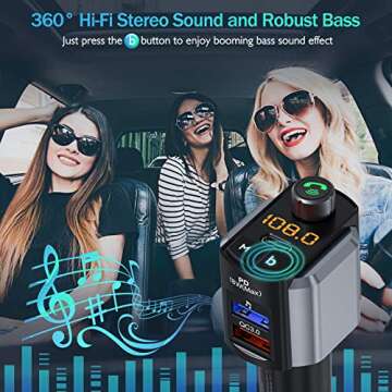 LENCENT Bluetooth 5.0 FM Transmitter, QC 3.0 & PD 18W, Hands-Free Calling