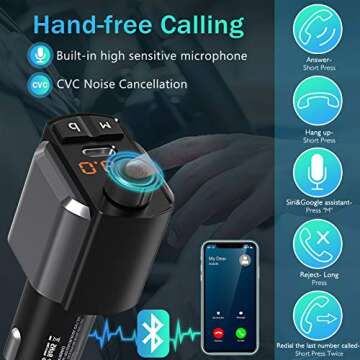 LENCENT Bluetooth FM Transmitter for Car with Fast Charging