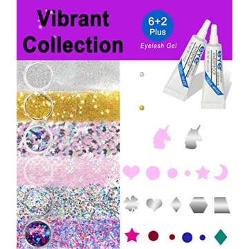 iMethod Body Glitter - 6 Jars Holographic Cosmetic Face Glitter, for Festival & Halloween Alien Makeup