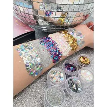 iMethod Body Glitter - 6 Jars Holographic Cosmetic Face Glitter, for Festival & Halloween Alien Makeup
