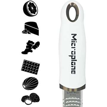 Microplane Premium Classic Citrus Zester Tool and Parmesan Cheese Grater - White