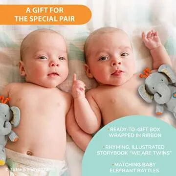 Perfect Twin Gift Set: We Are Twins Book & Elephant Rattles