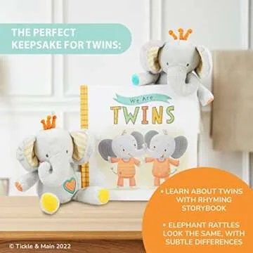 Perfect Twin Gift Set: We Are Twins Book & Elephant Rattles