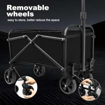 TWOCORN Collapsible Foldable Wagon,Wagon Carts with Wheels Folding,Utility Grocery Lounge Wagon for Camping Sports Shopping Outdoor
