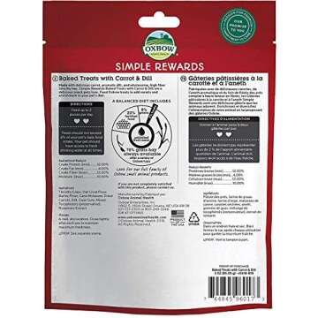 Oxbow 3 Pack of Carrot and Dill Simple Rewards Small Pet Treats, 3 Ounces Each, with Hay