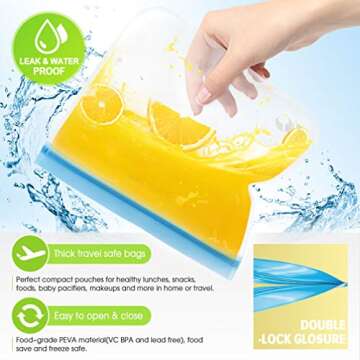 Top Quality Reusable Storage Bags, 10 Pack Leakproof