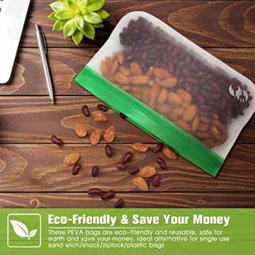 Top Quality Reusable Storage Bags, 10 Pack Leakproof