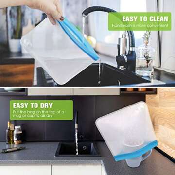 Top Quality Reusable Storage Bags, 10 Pack Leakproof