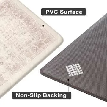 Sungea Farmhouse Kitchen Mats Cushioned Anti Fatigue, Pink Kitchen Rugs Distressed Non Slip Memory Foam Kitchen Floor Mat,Ergonomic Waterproof Standing Desk Mat for Under Sink(Pink)