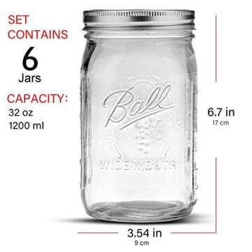 Bedoo Amber Wide Mouth Mason Jars 32 oz with Lids and Office Products School Supplies Gifts for Wome...
