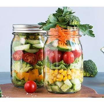 Bedoo Amber Wide Mouth Mason Jars 32 oz with Lids and Office Products School Supplies Gifts for Women and Men