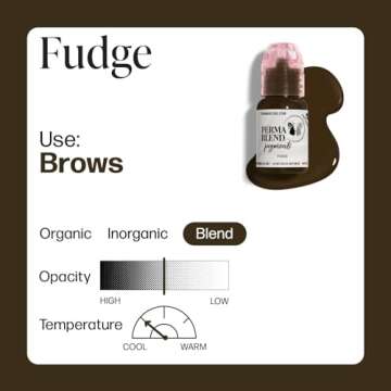 Perma Blend - Fudge - Microblading Ink for Permanent Eyeliner - Professional Tattoo Ink - Cool Medium/Dark Brown Tattoo Ink Makeup - Vegan (0.5 oz)