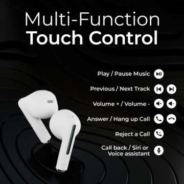 iJoy Wireless Earbuds Bluetooth Headphones with Charging Case - Lightweight Bluetooth Earbuds with Touch Controls and Bluetooth 5.0 - Audifonos Bluetooth Inalambricos Ear Buds (White)