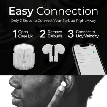iJoy Wireless Earbuds Bluetooth Headphones with Charging Case - Lightweight Bluetooth Earbuds with Touch Controls and Bluetooth 5.0 - Audifonos Bluetooth Inalambricos Ear Buds (White)